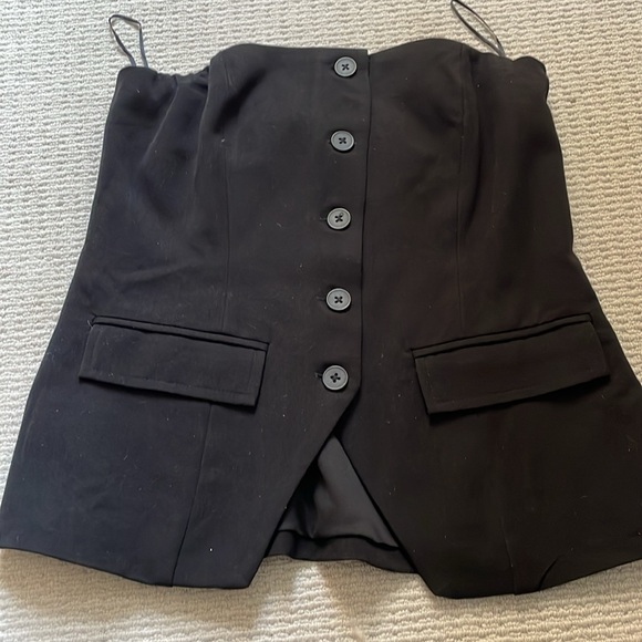 Wayf Black Strapless Button-Down Corset Top NWOT - Picture 3 of 12